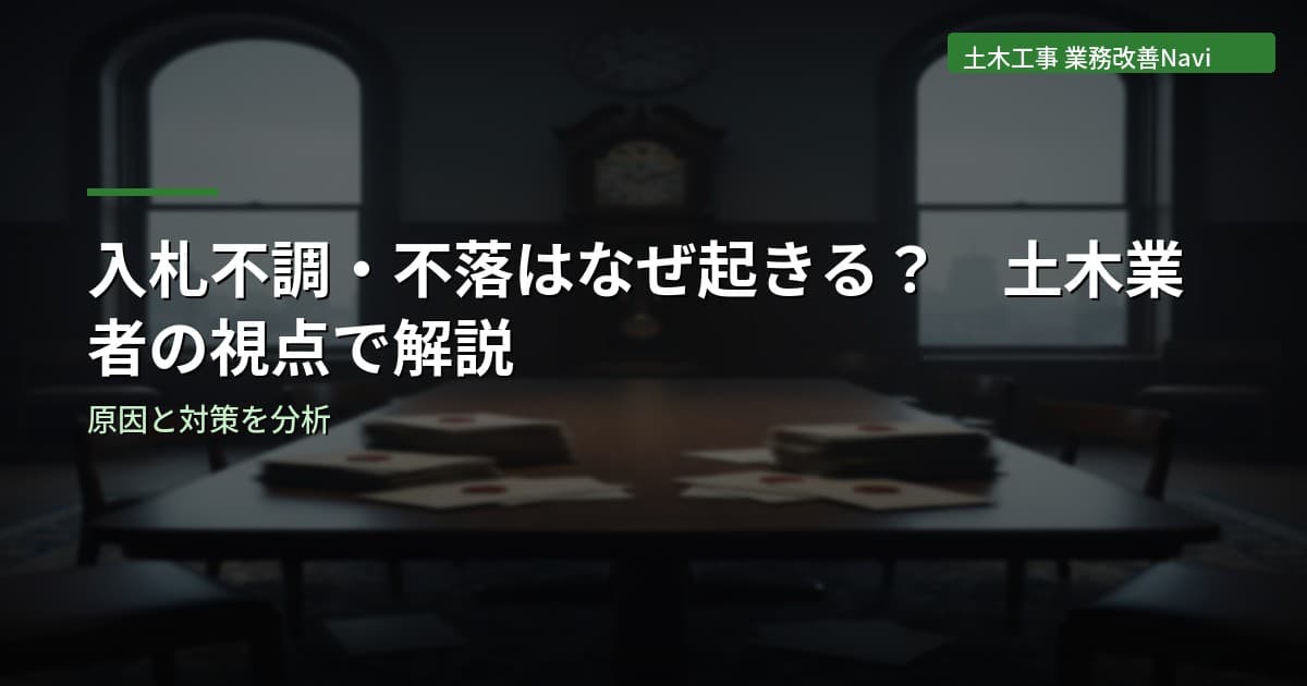 入札不調・不落はなぜ起きる？土木工事業者の視点で解説