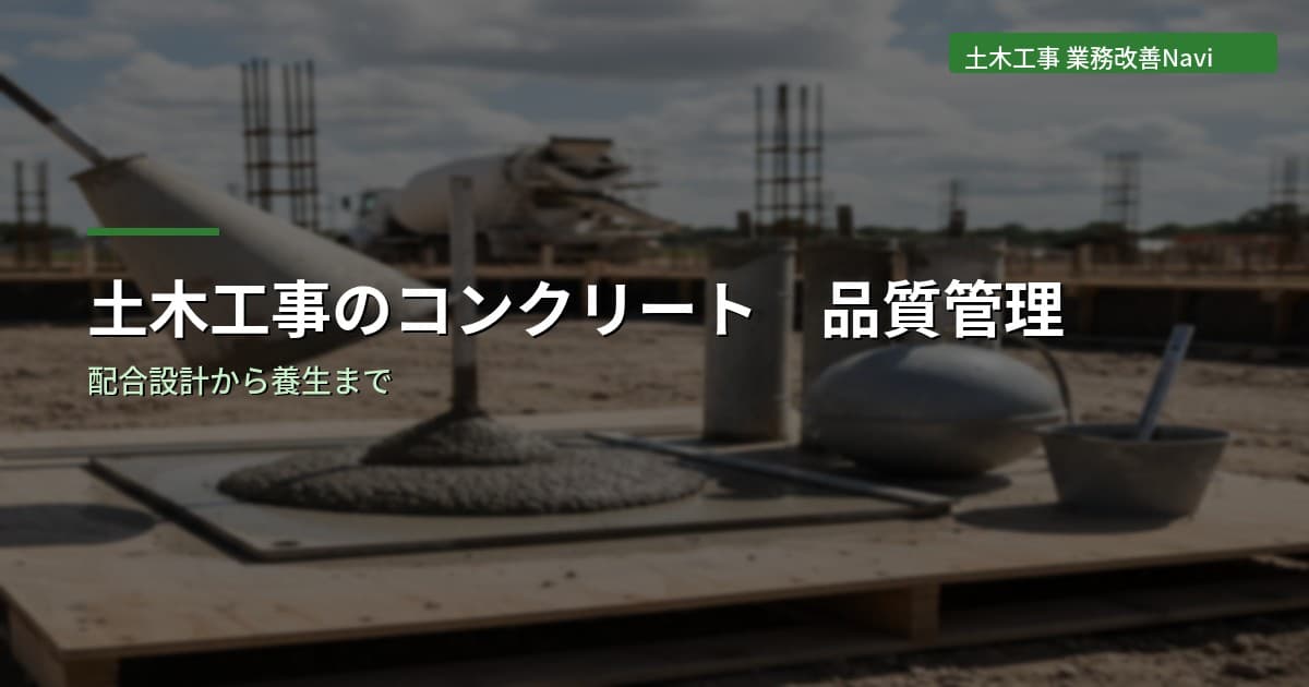 土木工事のコンクリート品質管理｜配合設計から養生まで
