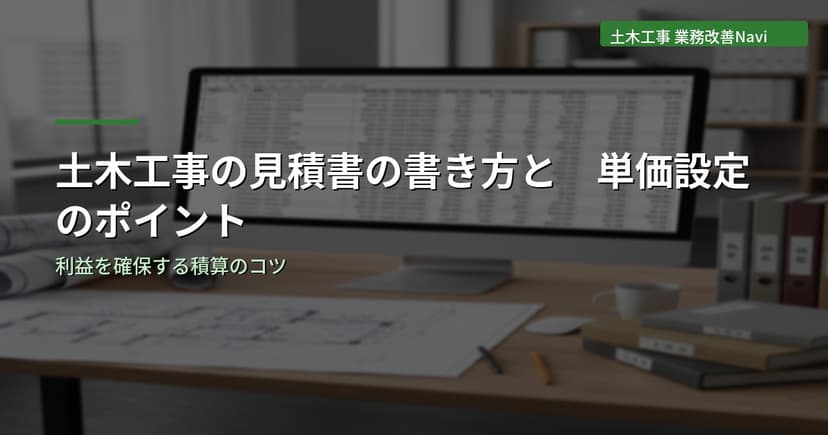 土木工事の見積書の書き方と単価設定のポイント