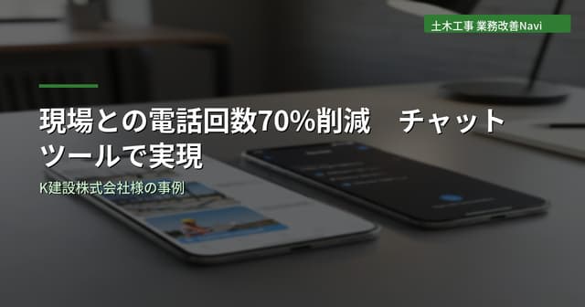 現場との電話回数70%削減をチャットツールで実現｜K建設株式会社様