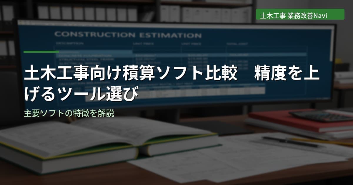 土木工事向け積算ソフト比較｜積算精度を上げるツール選び