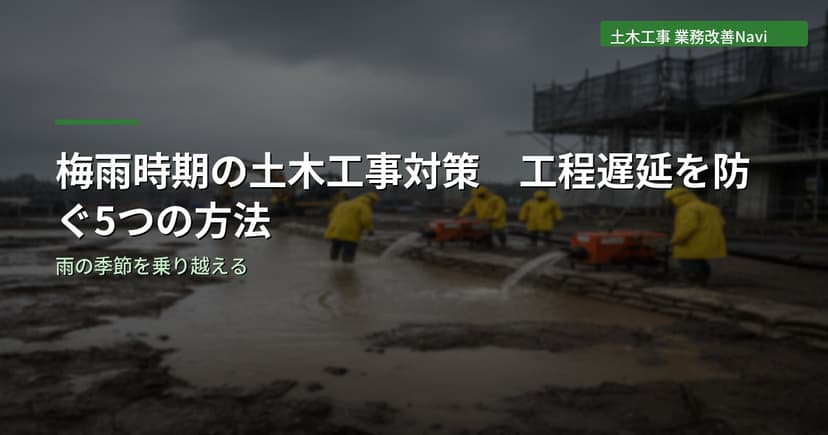 梅雨時期の土木工事対策｜工程遅延を防ぐ5つの方法